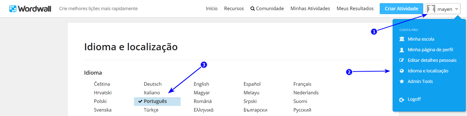 Viajando com o sistema de numeral no Wordwall 