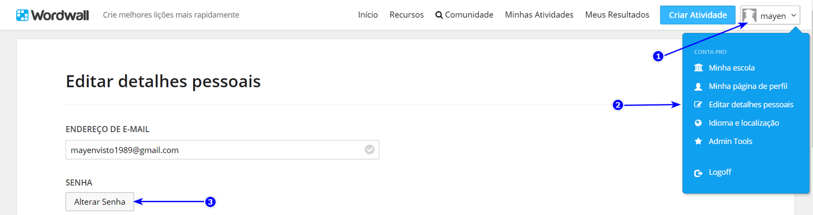 Como Posso Mudar A Senha Wordwall