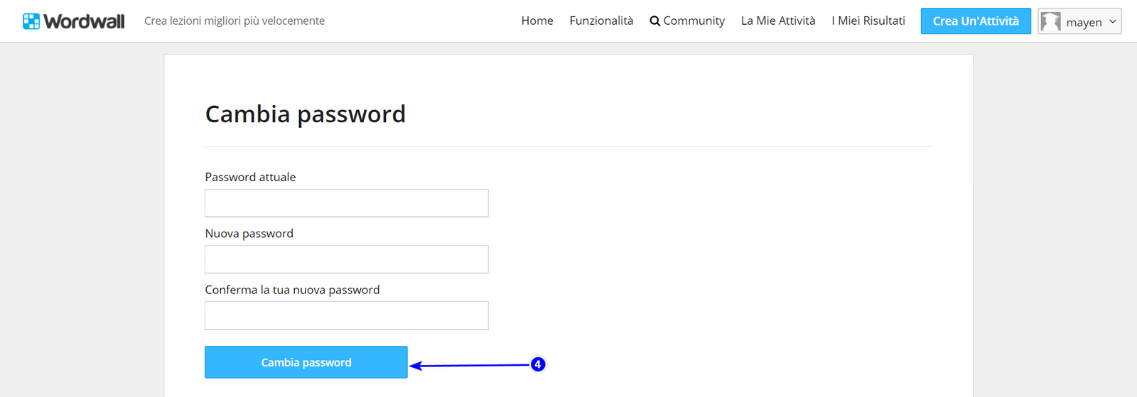 Come Si Cambia La Password Wordwall